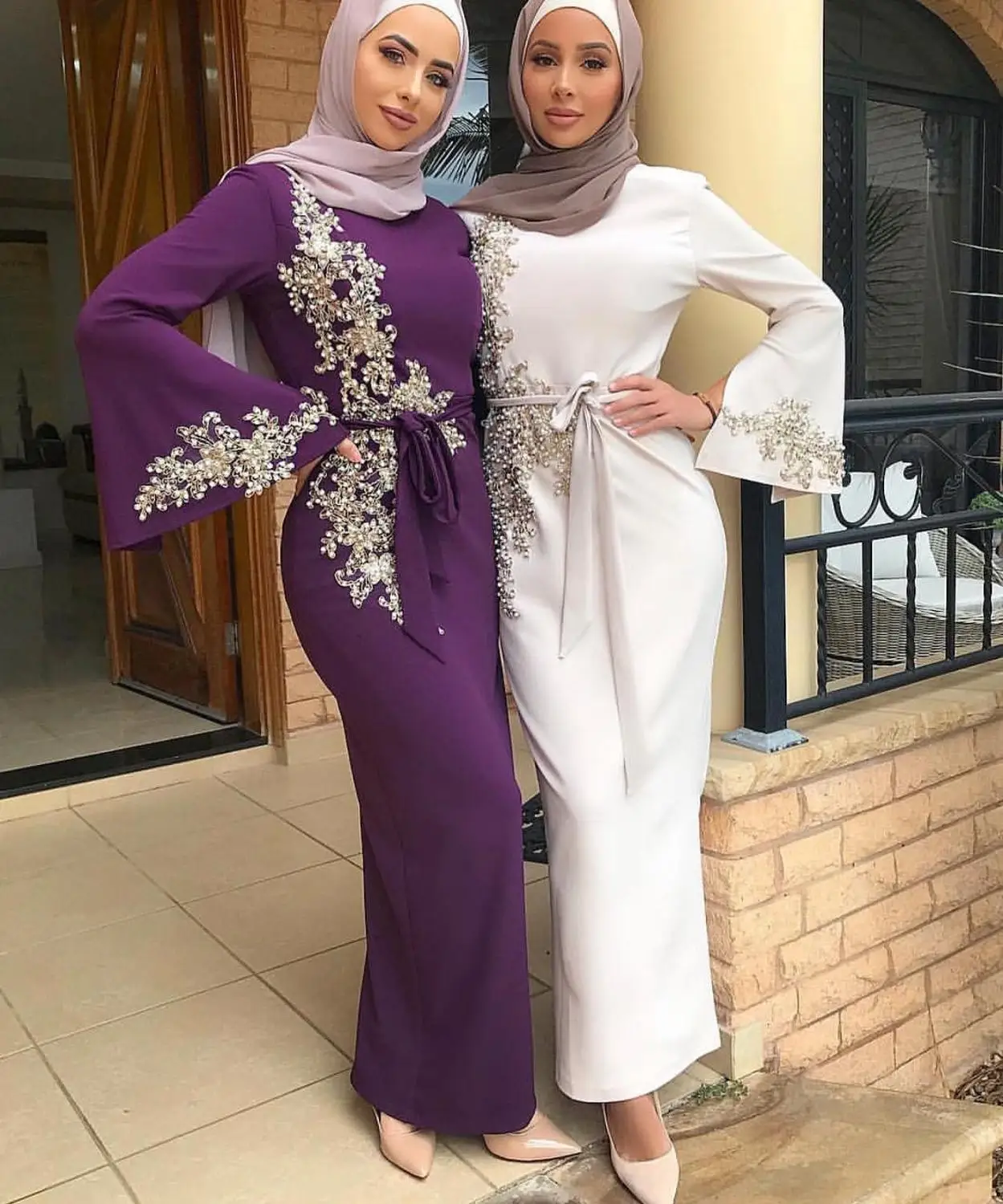 Elegant Muslim Embroidery Abaya Full Dress Vestidos Cardigan Kimono Loose Long Robe Gowns Jubah Middle East Eid Ramadan Islamic
