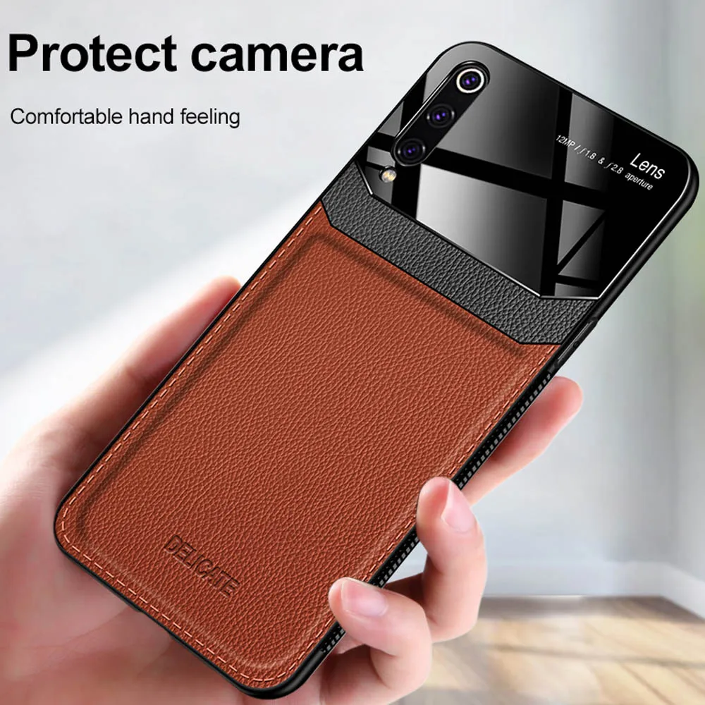

For Xiaomi Mi 9 case Silicon soft bumper pu leather plexiglass case for Xiaomi Mi9 gloal cover Mi 9 se case Mi 8 Lite case funda