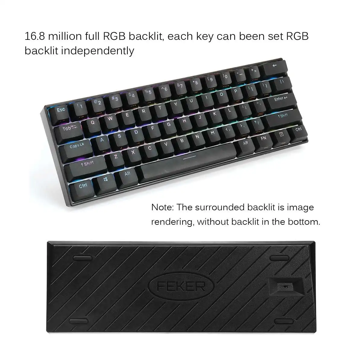 FEKER 61 клавиши 60% NKRO bluetooth 5,0 тип-c RGB Cherry MX Переключатель PBT Double Shot Keycap Механическая игровая клавиатура