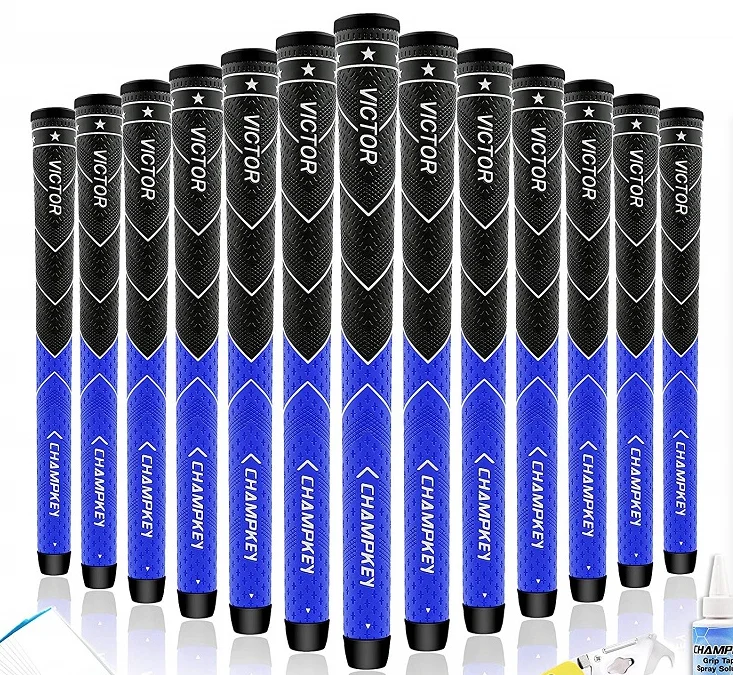 Champkey 9 шт./компл. Виктор-PU рукояток для клюшек для гольфа мягкий липкий полимерный Гольф рукоятка клюшки для гольфа идеально подходит для клюшки для гольфа - Цвет: Black Blue-Midsize