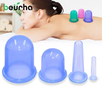 

Beurha 1Set/4Pcs Silicone Vacuum Cupping Cup Anti Cellulite Moisture Absorber Chinese Medicine Body Massage Therapy Cupping Cup