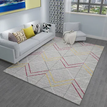

European Style Simple Household Carpet Geometric Living Room Sofa Bedroom Non-slip Thick Printed Carpet Customization
