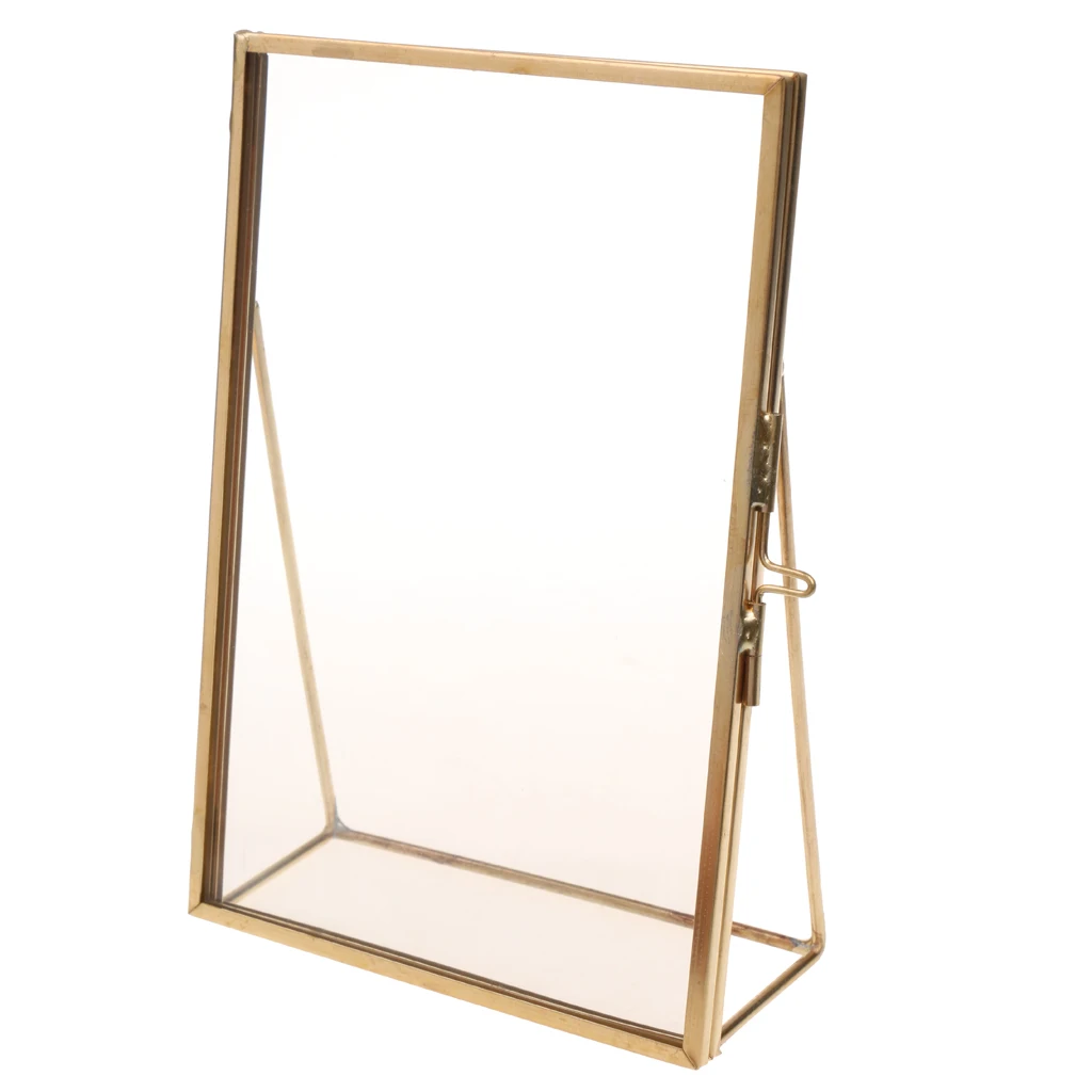 Vintage Clear Glass Freestanding Picture Photo Frame Portrait Holder Table Decor
