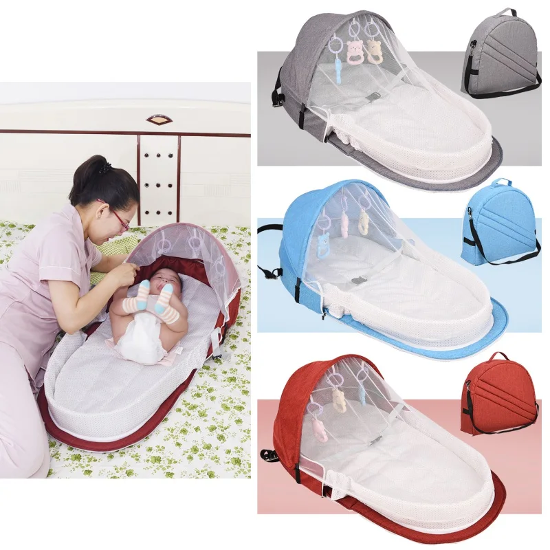 Переносная люлька для сна для младенцев, портативная кроватка для путешествий, складная, солнцезащитная, дышащая, москитная сетка
