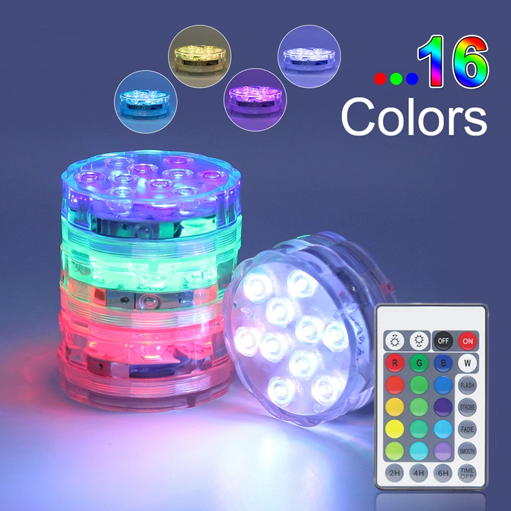 RGB погружной светодиодный пульт дистанционного управления для подводного использования светодиодный светильник 10 светодиодный s AAA батарея водонепроницаемый светильник для бассейна светильник точечный светильник s фонтан