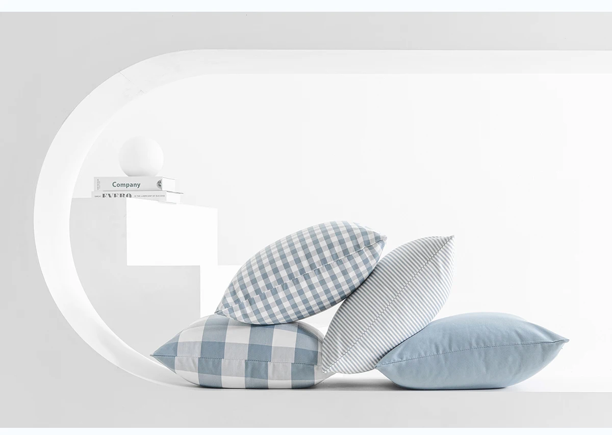 Plaid gestreifter Polyester-Baumwoll-Canvas-Kissenbezug, Kissenbezug, hellblau, Stuhl, Sofa, Heimdekoration, Überwurf-Kissenbezug, 30 x 50/45 x 45 cm – Detail 8