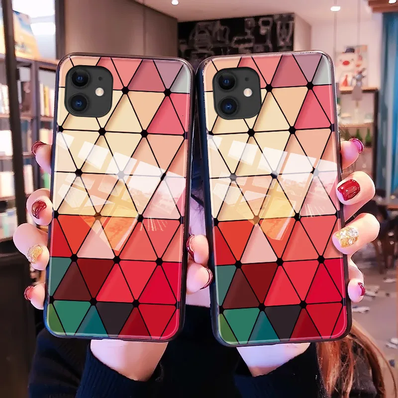 Чехол IMIDO с ромбовидной решеткой для iPhone 11pro max / X XR XS 7 8p/стекло мягкой кромкой