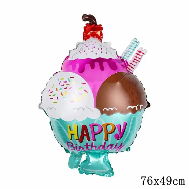 32Inch Donut Digital Foil Balloon Fruit Ice Cream Helium Balloon Birthday Party Decoration Kids Toy Sweet Digital Balloon Showe as picture