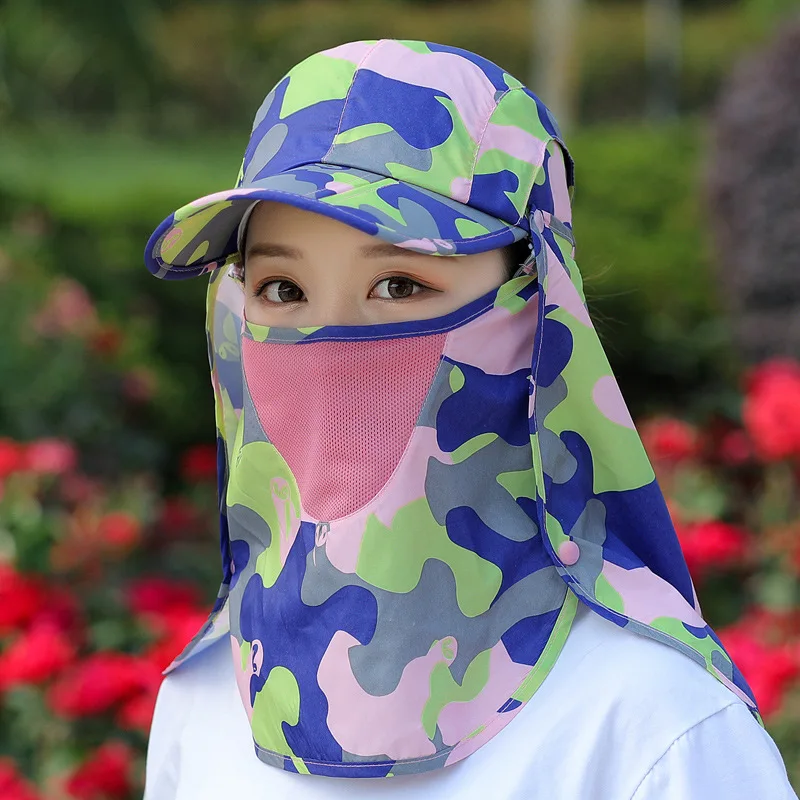 

Sun Hat For Woman Spring Summer WindProof Caps Women Men Printed Breathable Dust-Proof Hat Sun-screen Outdoor Protect Face
