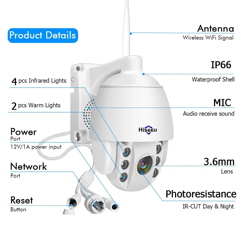 Hiseeu 1080P Outdoor IP Camera Waterproof