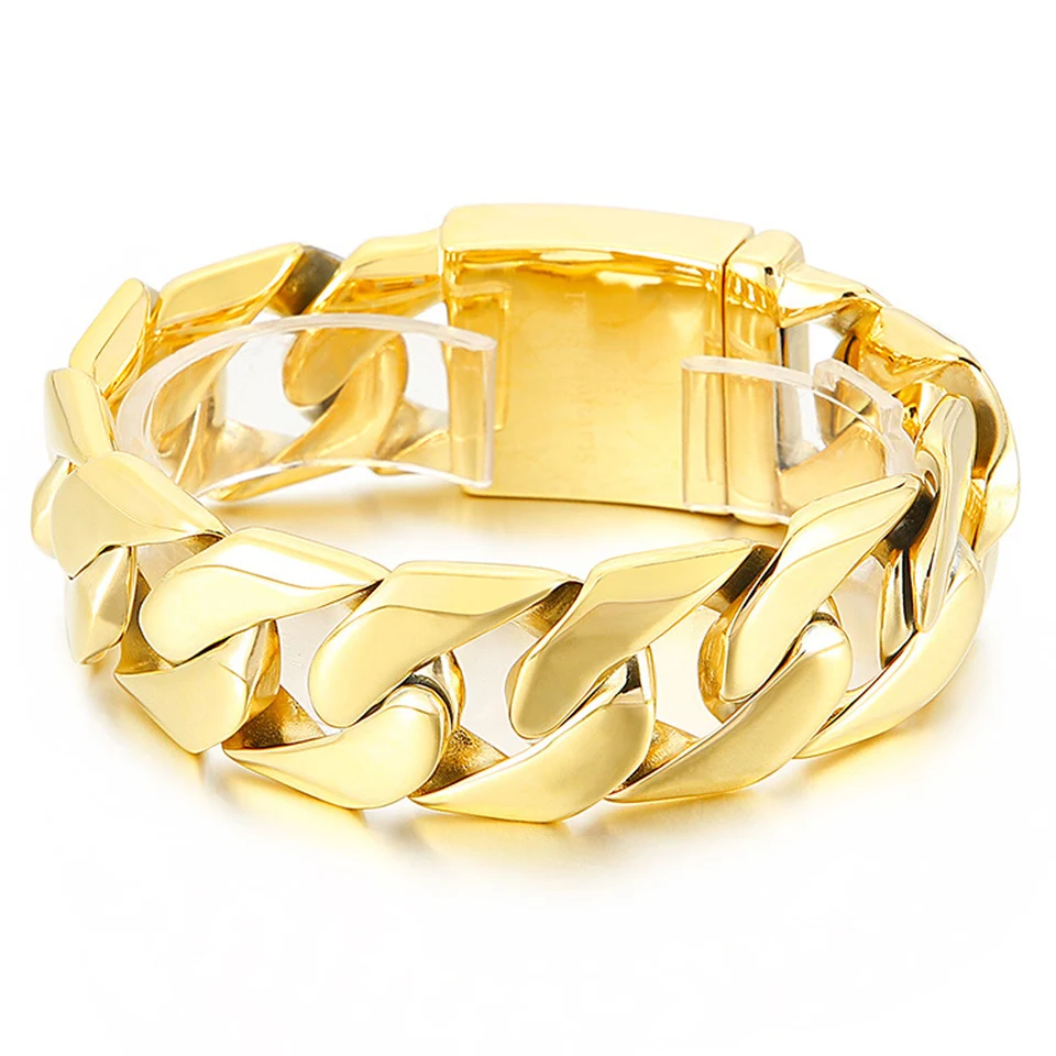 Metro Jewelry Stainless Steel Link Bracelet Or Necklace For Men - Blue Ion Or Gold Plated, Push Lock - View #8