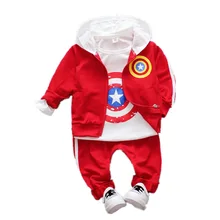 Костюм капитана Америка для детей-скаутов, осенняя футболка с капюшоном, брюки с капюшоном и футболками для мальчиков и девочек, 3 / спортивный костюм для детей-супергероев