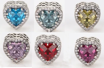 

Authentic 925 Sterling Silver Dazzling Radiant Heart Shape Charm Fit Pandora Bracelet For Women DIY Jewelry Bead