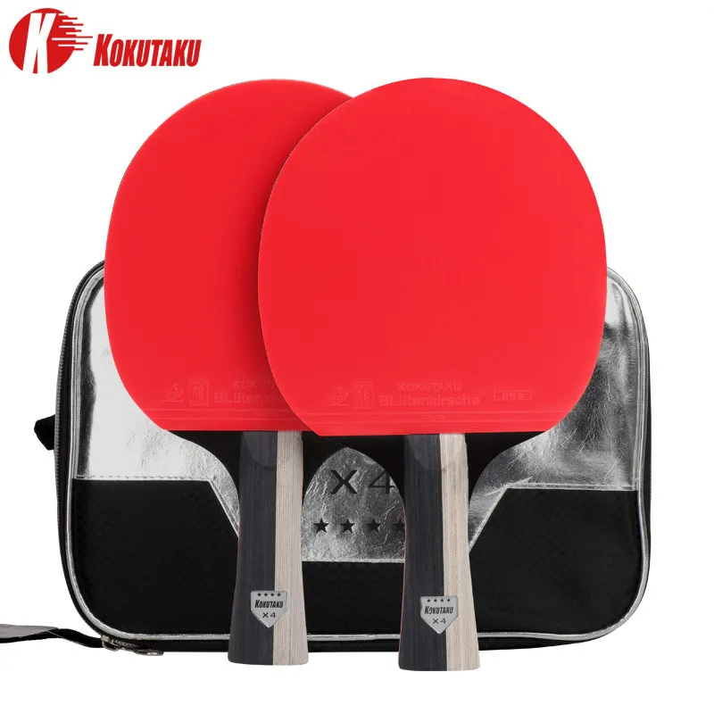 

KOKUTAKU ITTF 4 Star Professional Table Tennis bat ping pong racket Basswood Table Tennis Racket Set pimples in rubber with bag