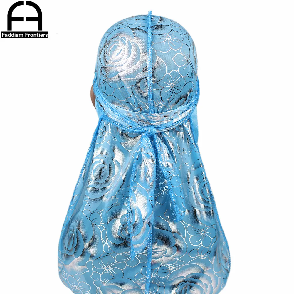 Blue silver set Мужская шелковистая розовая шапка, набор банданы, головные уборы, аксессуары для волос, шапка, шапка - Цвет: Blue silver set