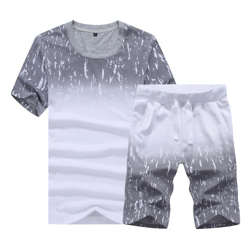

-Short Suit Fashion Men Trend of Fashion Leisure T-shirt Short Sleeve Set Men's