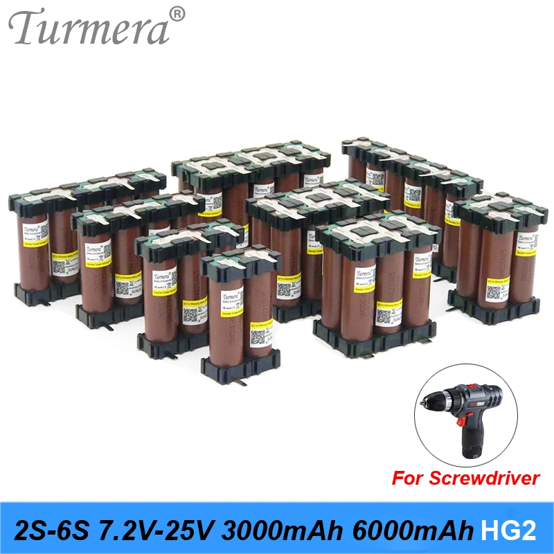

18650 HG2 3000mAh Battery 30A 12.6V to 25.2V for Screwdriver Shurika Soldering Strip Turmera 3S 4S 5S 6S Battery Pack customized