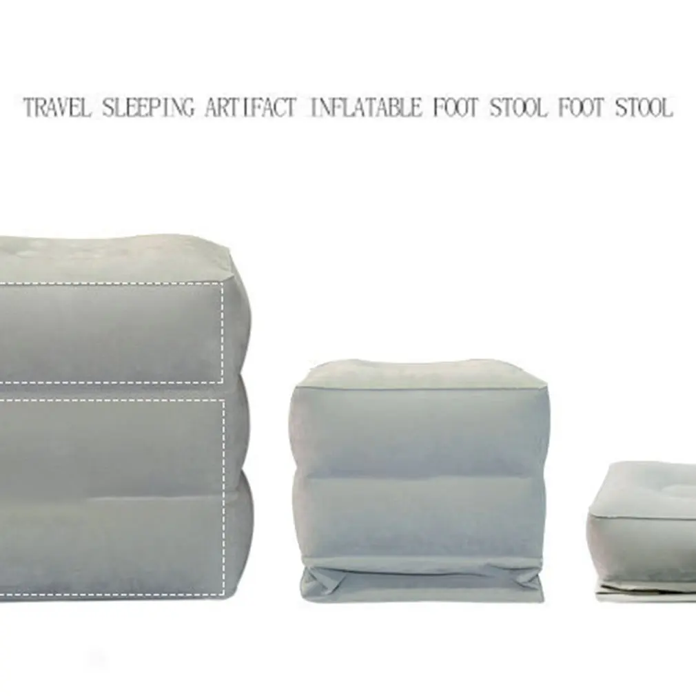 Portable Travel Inflatable Footrest Pillow Airplanes Rest Sleeping Flocking Foot Mat For Kids Adult Foot Pad