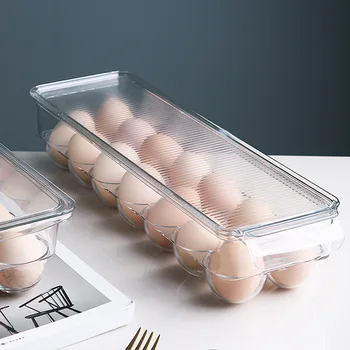 

12/14/21 Grids Kitchen Refrigerator Freshness Box Egg FreshnessStorage Box Transparent Glove Box Seperated with Lid Egg Box