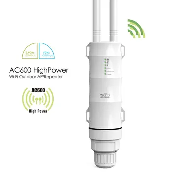 

AC600 Wireless Dual Dand 2.4G 5G High Power Stable Wifi Router Outdoor Practical ABS Waterproof Easy Install Repeater Antenna