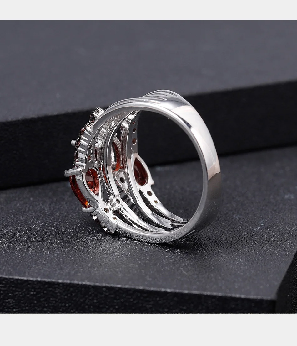 GEM'S балетные 925 пробы серебряные обручальные кольца 1.95Ct натуральный красный гранат драгоценный камень кольцо для женщин ювелирные украшения