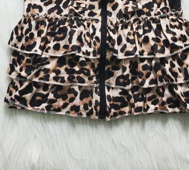 Г., осенне-зимний пуловер высокого качества детская модная куртка леопардовой расцветки на молнии с оборками, пальто для маленьких девочек