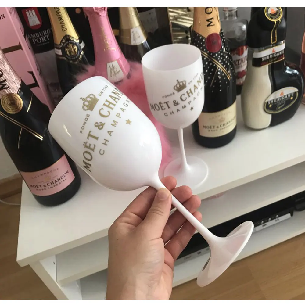 Factory Wholesale Plastic Wine Glasses PS Acrylic PC Plastic Glasses Champagne Party Glass Can Be Customized LOGO One Piece