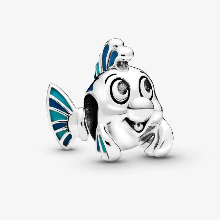 

2019 New 925 Sterling Silver The Little Mermaid Flounder Charm Fit pandora Bangle Bead Charm DIY Jewelry