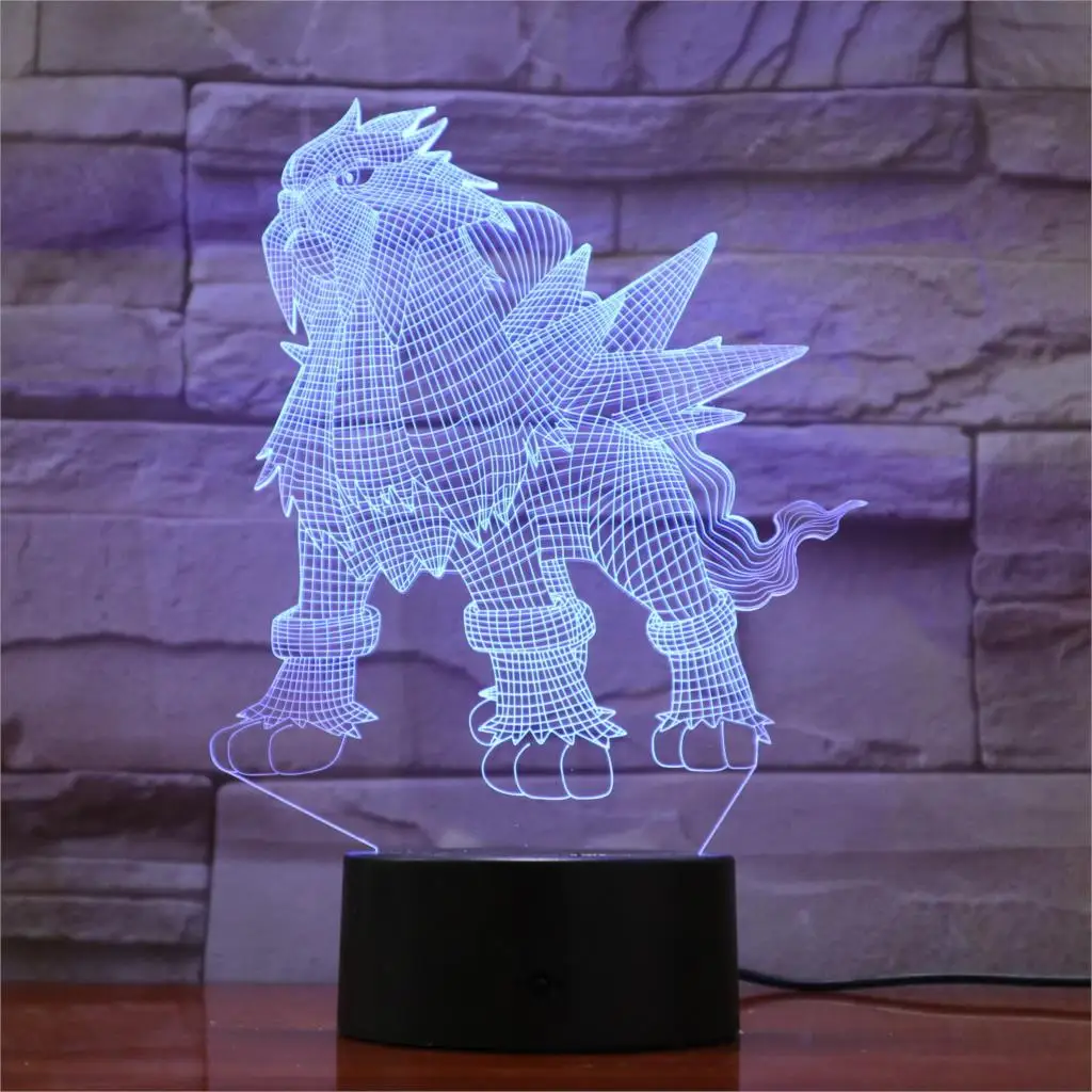 Pokemon Umbreon 7 цветов лампа 3d визуальные светодиодные ночники дети сенсорный Usb настольная лампа Пикачу ребенок Покемон го фигурка - Испускаемый цвет: 7 Colors Changeable