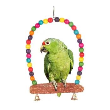 

Colorful Parrot Swing Bird Cage Toys Cockatiel Lovebirds Wooden Birds Parrots Swings Stand Toy
