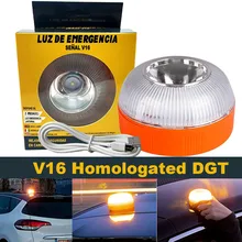 Lumière d'urgence pour voiture, 1 pièce, feu stroboscopique à Induction, feu stroboscopique à faisceau lumineux, approuvé dgt V16 