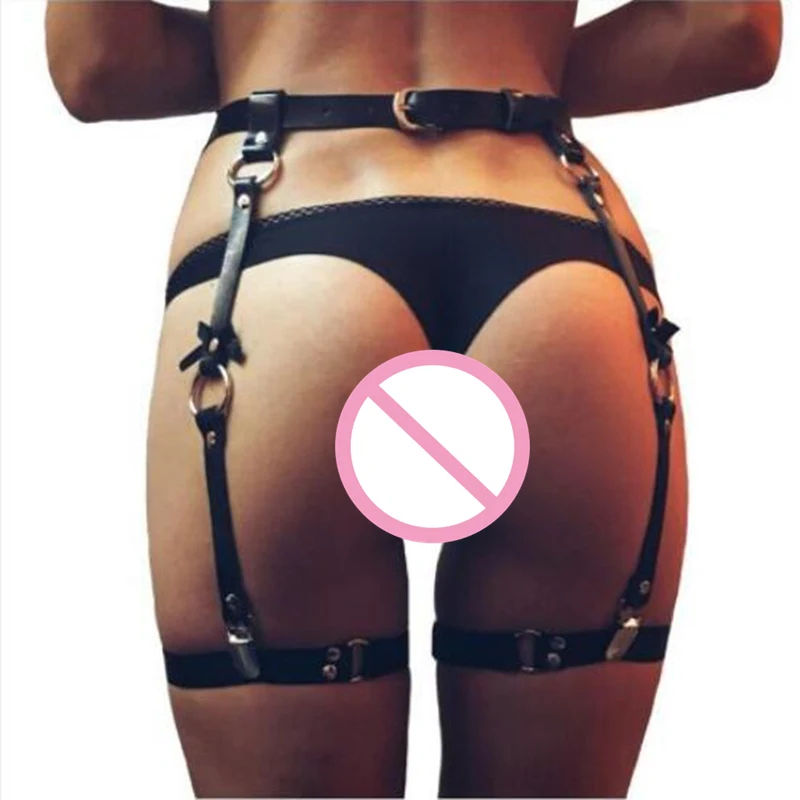 Sexy Lingerie Garter Belt Harajuku PU Leather Adjustable Suspenders Women Sexy From Waist To Leg Harness Clubwear Accessories