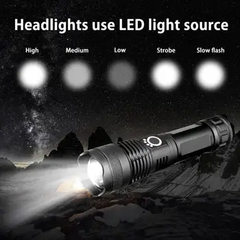 

Waterproof Portable XHP50LED Small Flashlights Rechargeable Smart USB Flashlight Lumens 3000LM Lighting Distance 200-300m