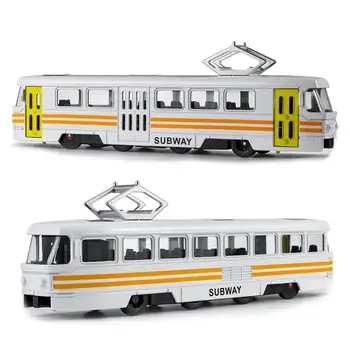 

1:90 Alloy Tram Model With Lighting and Music Mini Subway Toy Shuttle Bus Tour Bus Car Toy for Kids Children Christmas Gifts