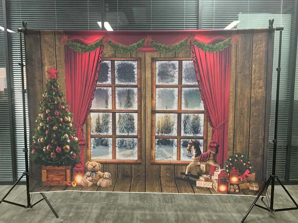 Mocsicka Christmas Living Room Backgrounds Christmas Tree Fireplace Garland Xmas Backdrop Decorations Newborn Photography Props