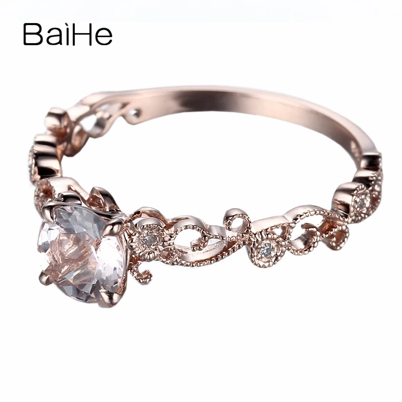BAIHE Solid 10K розовое золото(AU417) 0.55ct безупречный натуральный морганит свадебные женские модные ювелирные изделия модное кольцо