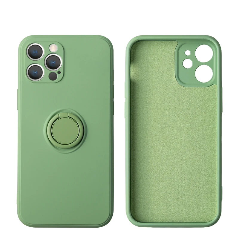 Original Liquid Silicone Square Phone Case For iPhone 14 13 12 11 Pro Max X XR XS Max 7 8 Plus 12 Finger Ring Holder Soft Cover iphone 13 mini case cheap