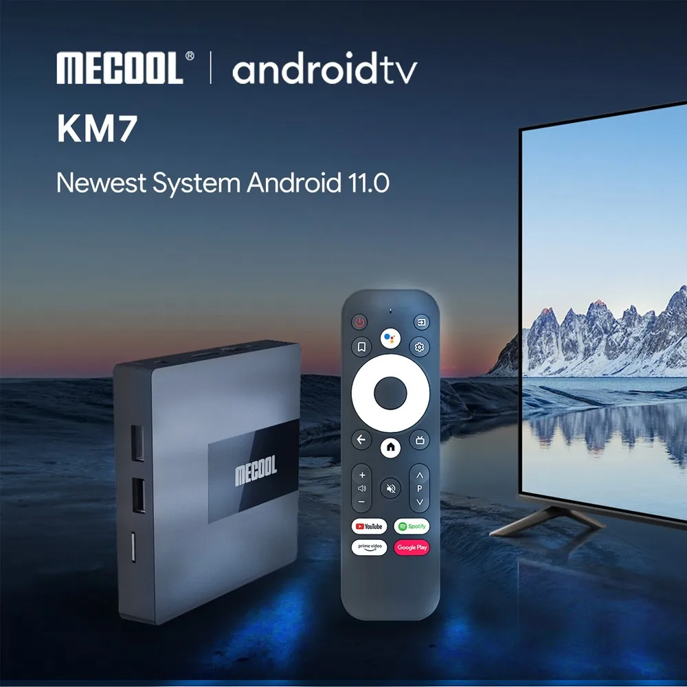 ТВ-приставка Mecool Android 11 KM7 A TV Google Certified 4 Гб 64 Amlogic S905Y4 DDR4 5G WiFi Youtube 4K Netflix