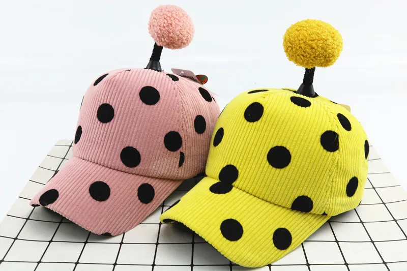 New Baby boy girl Hat Baby autumn and winter hat cute children antenna hair ball corduroy cap kids baseball caps snapback