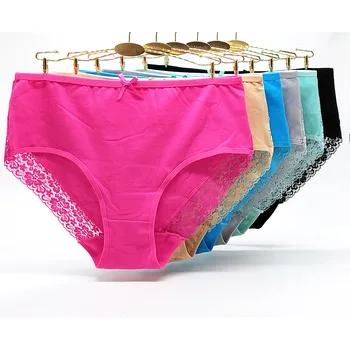 

Wholesale Europe America Solid Color Women Plus Size 2XL 3XL 4XL Women's Clothing High-Rise Cotton Briefs Panties 89241