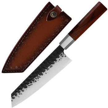 

Japanese Forged Kitchen Knives Handmade Kiritsuke Knife Camping Serbian Chef Tools Wood Handle With Free Knife Cover Sheath Case