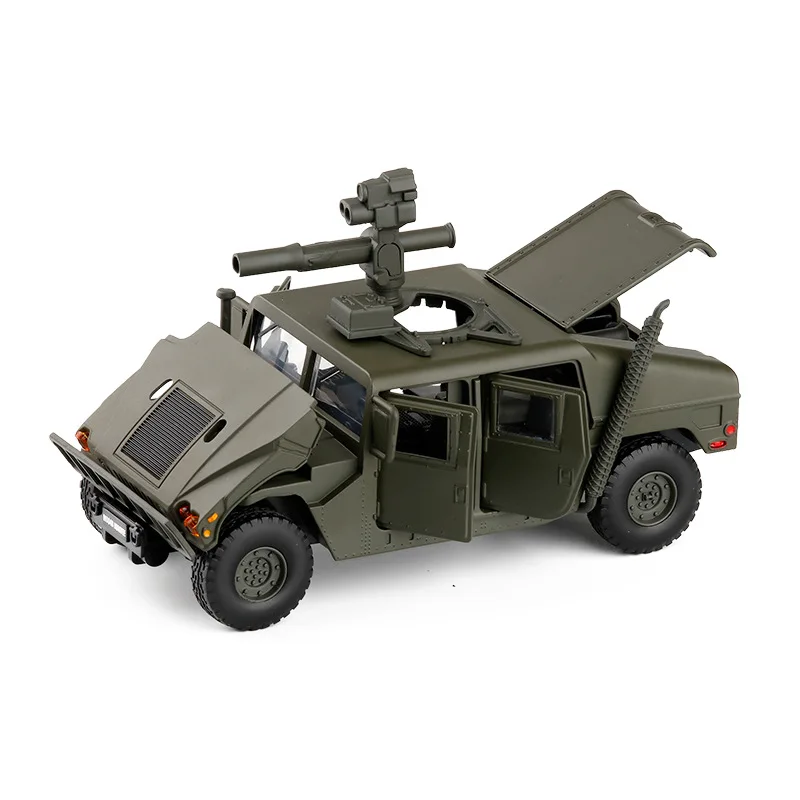 Продукт 1:32 Hummer H1 военная модель сплава, моделирование 6 дверей звук и свет внедорожные игрушки, детские подарки