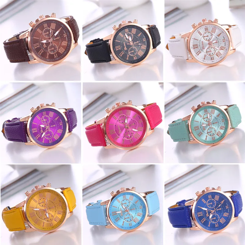 

Wechat Business Hot Selling Belt Watch Double Layer Rome Letter Decoration 3 Eyes Geneva Women's Quartz Watch Gift Watch Men's