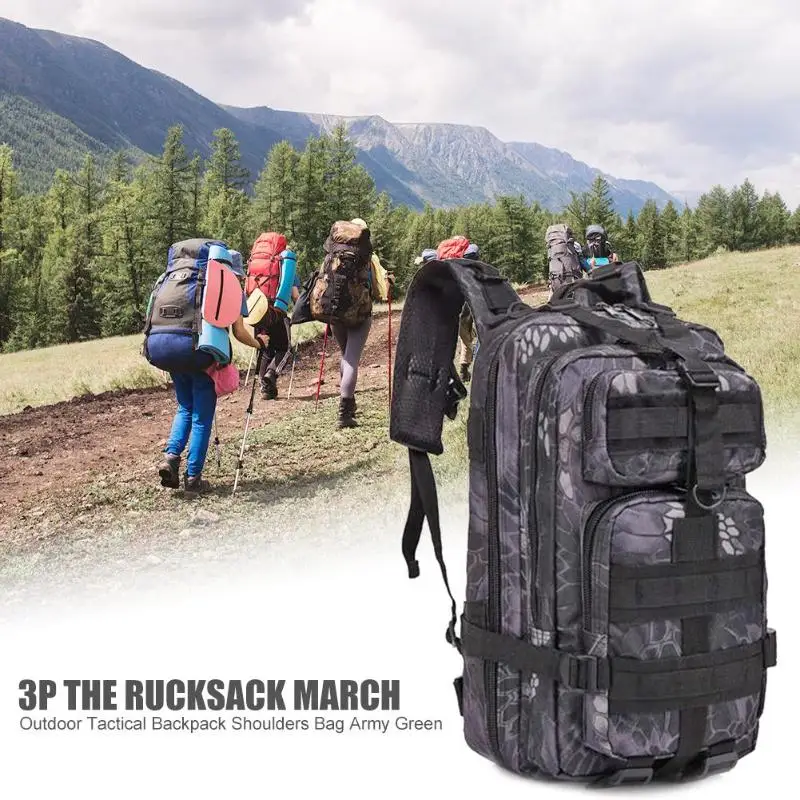 Горячая Распродажа, уличные сумки, Классический Тонкий 30л, EDC Molle, Сумка с рисунком питона, мужской рюкзак для походов на открытом воздухе, кемпинга, черный