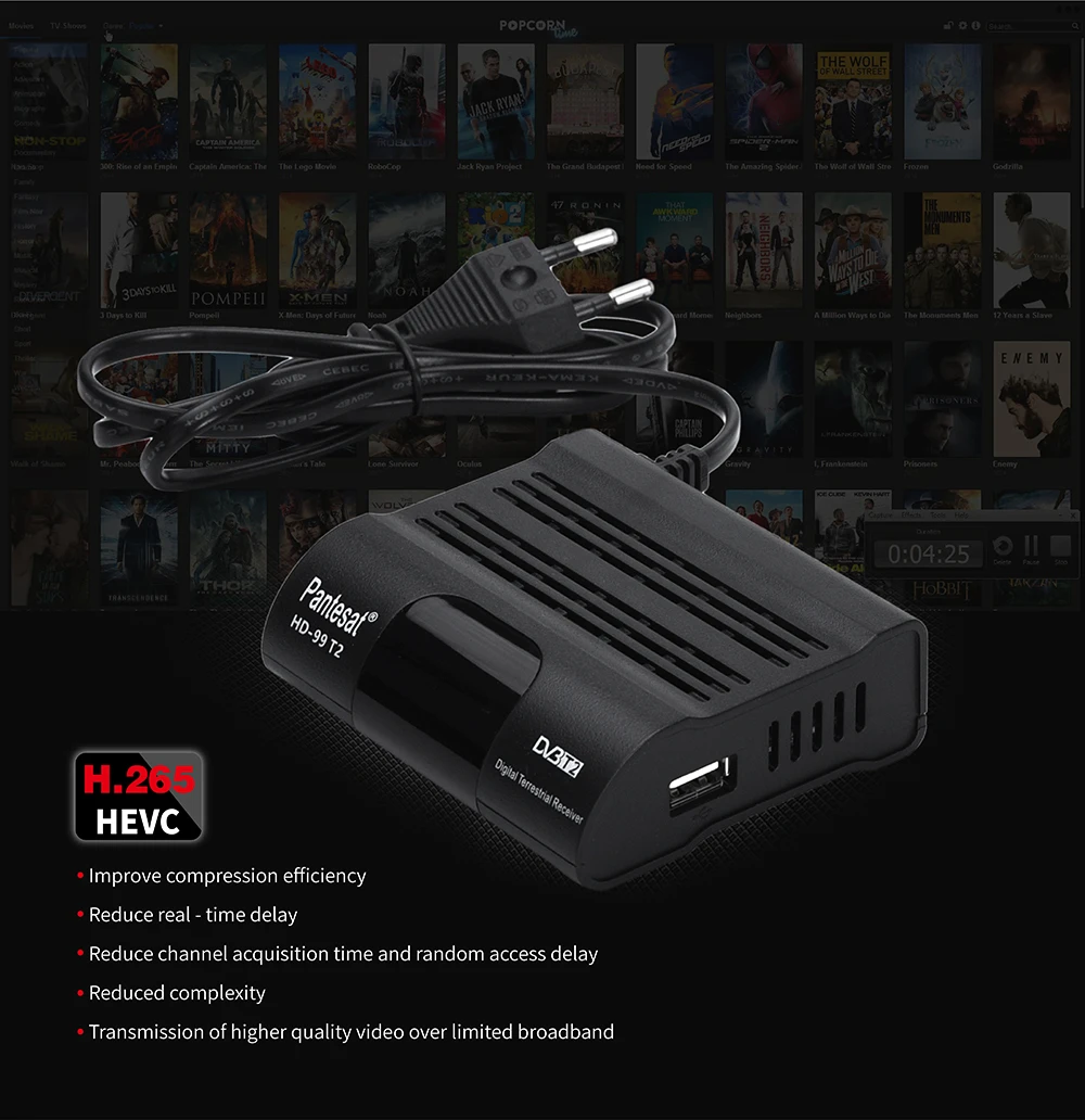 5 шт./лот Бесплатная доставка dhl Pantesat HD99 FTA HEVC 265 DVB T2 цифровой ТВ тюнер H.265 приемное