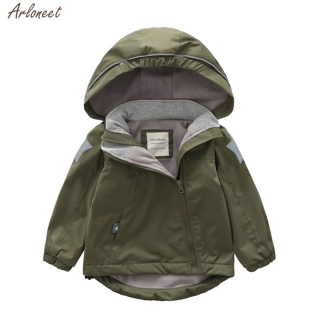 Army Green Пальто с капюшоном и рисунком животных для маленьких мальчиков; куртка; Верхняя одежда; ветрозащитная верхняя одежда; Верхняя одежда; Одежда для младенцев; - Цвет: Army Green