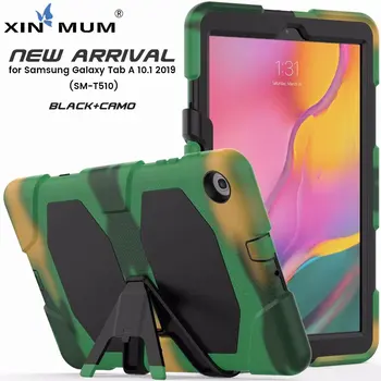 

For Samsung Galaxy Tab A 10.1 2019 T510 T515 SM-T510 case Shockproof Heavy Duty Silicon PC Kickstand Stand cover funda+ Film+Pen