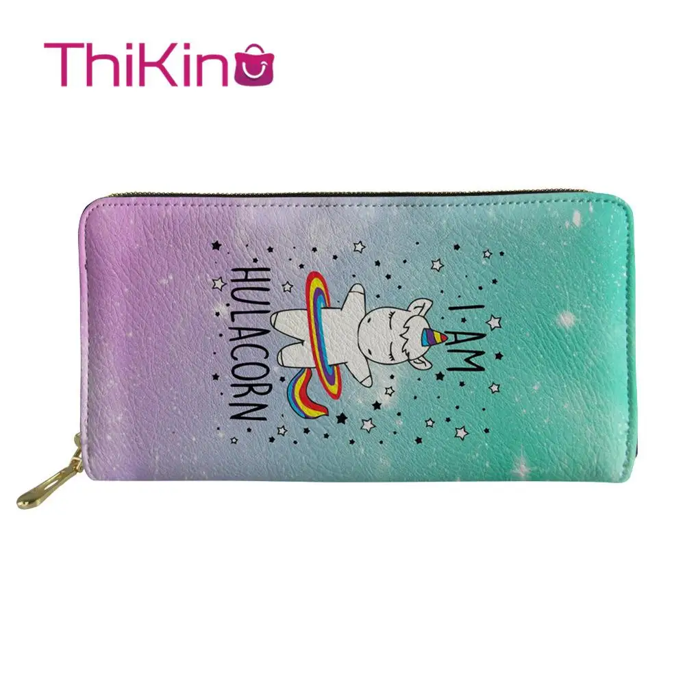 

Thikin Cartoon Unicorn Paintin Long Wallets Zipper Phone Bag Card Holder for Ladies Clutch Purse Carteira Handbags Notecase 2019