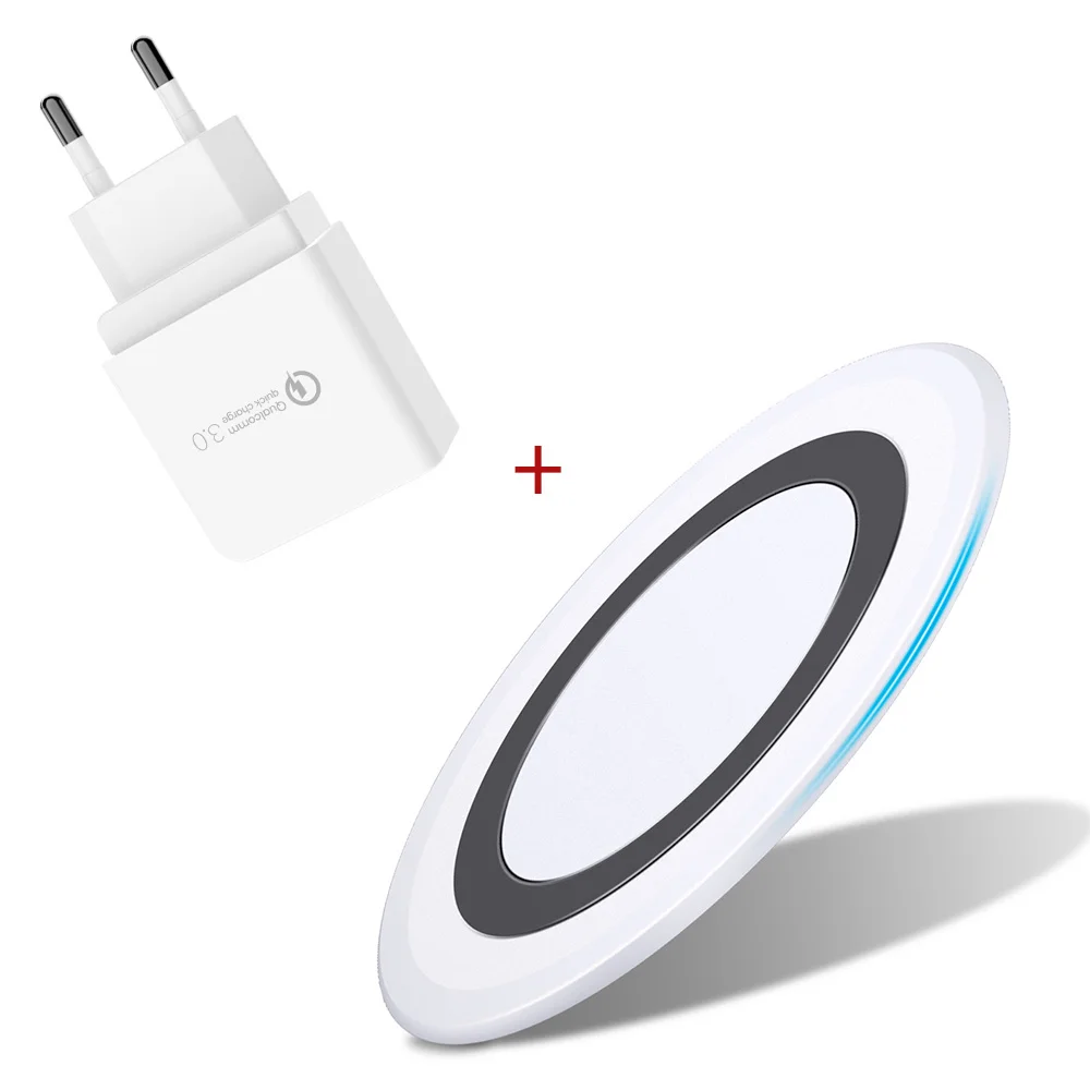 White EU Plug Ascromy беспроводное Qi ультратонкое зарядное устройство 10 Вт для samsung Galaxy S10 S9 S8 Plus s10e s10+ s7 Быстрая зарядка cargador inalambrico - Тип штекера: White EU Plug