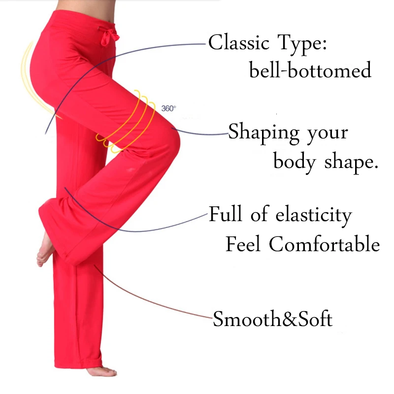 Sport Wide Leg Pants Modal High Waist Stretch Women Flare Pants Dance Club Loose Long Trousers S-4XL (1)